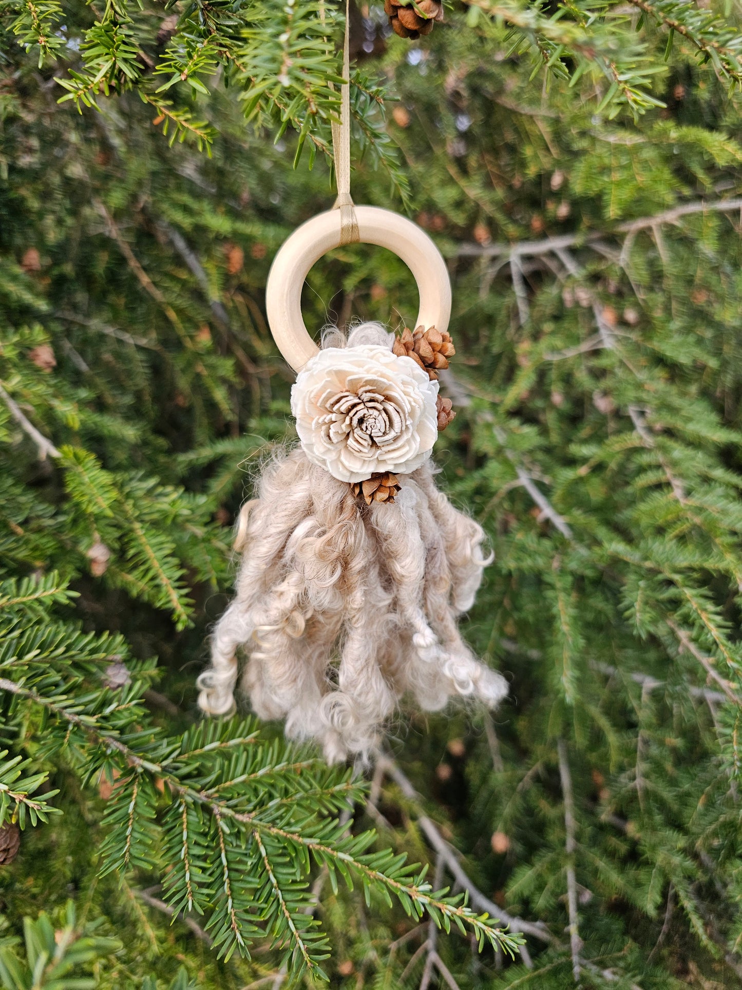 Mohair Tassel Neutral Boho Rustic Ornament