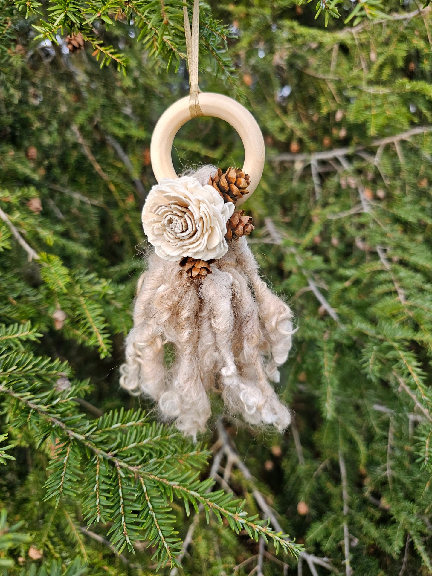 Mohair Tassel Neutral Boho Rustic Ornament