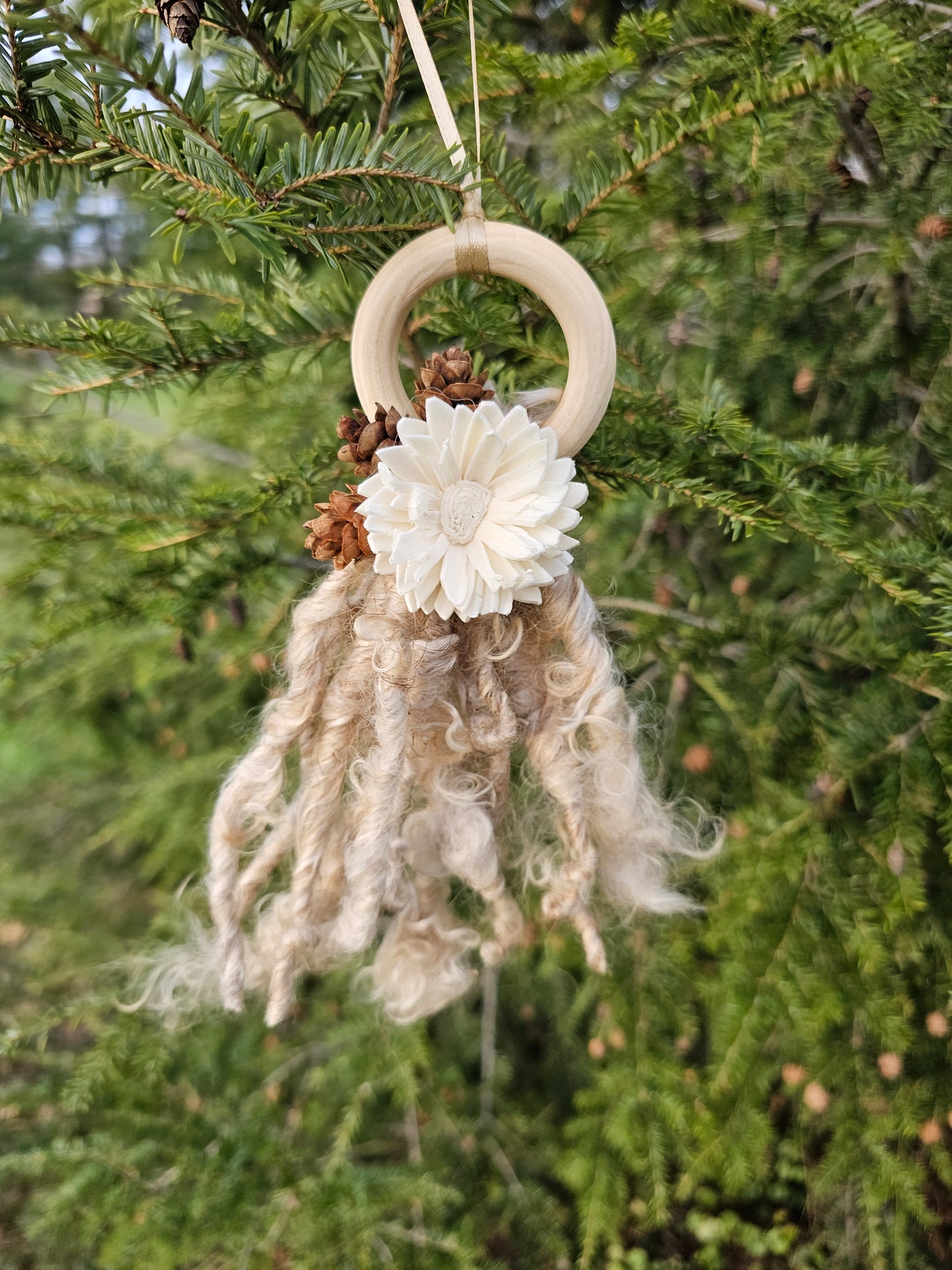 Mohair Tassel Neutral Boho Rustic Ornament