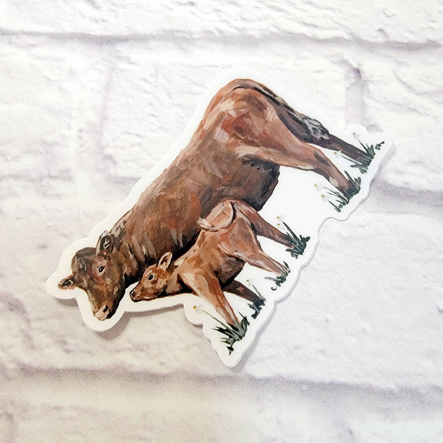 Mom and Baby Cow Vinyl Sticker