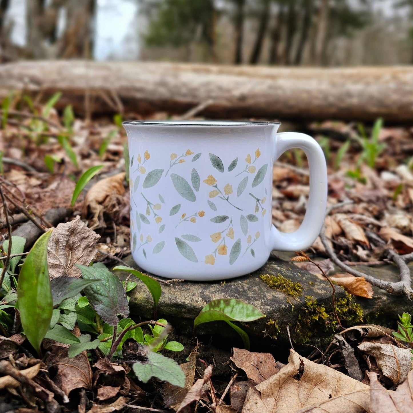 Yellow Watercolor Floral Coffee Mug