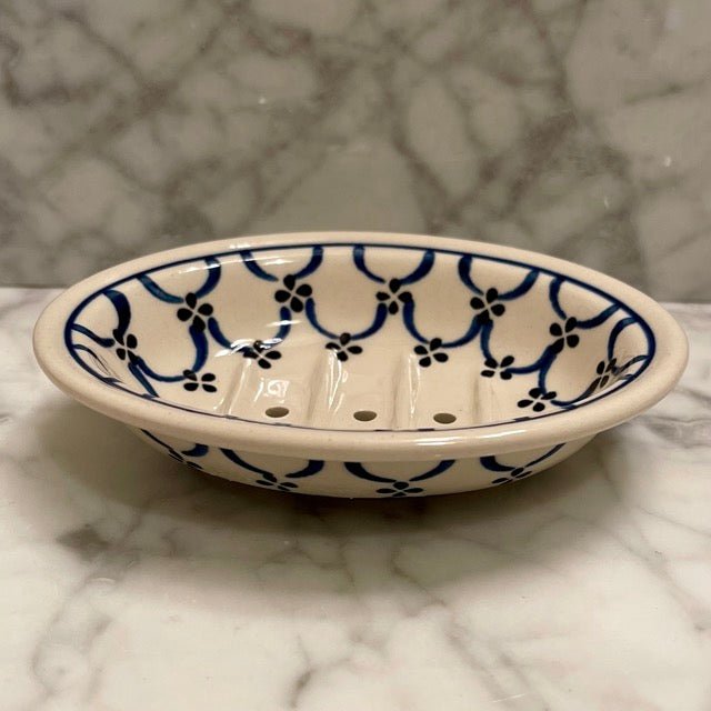 Hand-painted Polish Floral Ceramic Soap Dish - Light Floral