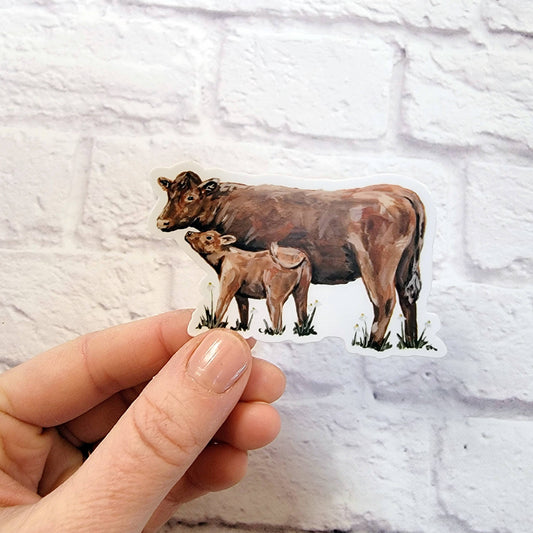 Mom and Baby Cow Vinyl Sticker