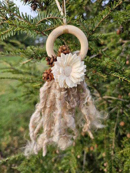Mohair Tassel Neutral Boho Rustic Ornament