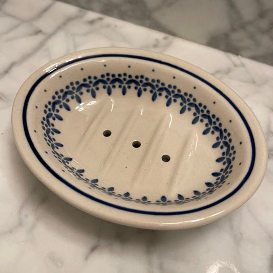 Hand-painted Polish Floral Ceramic Soap Dish - Vine