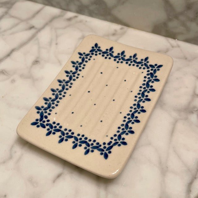 Hand-painted Polish Floral Ceramic Soap Dish - Vine